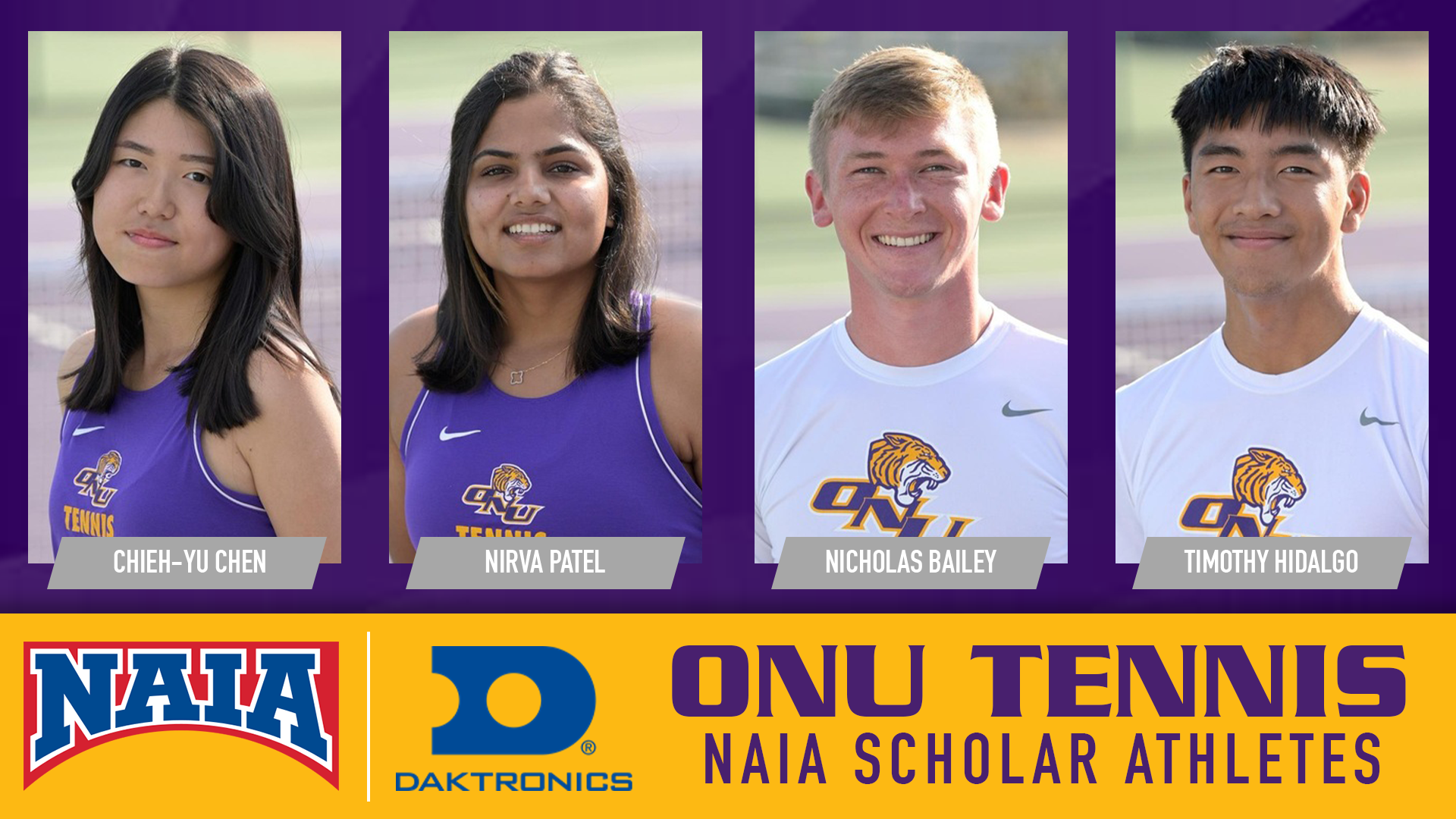 ONU TENNIS LANDS FOUR NAMES ON NAIA SCHOLAR-ATHLETE HONOR ROLL
