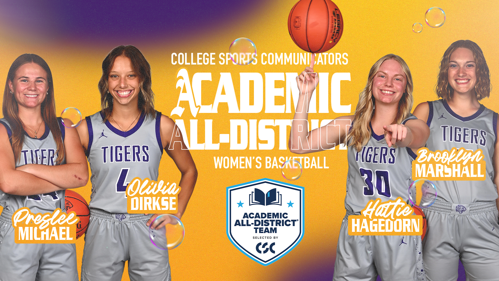 TIGERBALL NETS FOUR CSC ACADEMIC ALL-DISTRICT HONOREES